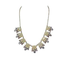 Charming Charlie Statement Necklace W/Opalescent Stones & Crystal Accents (5553)